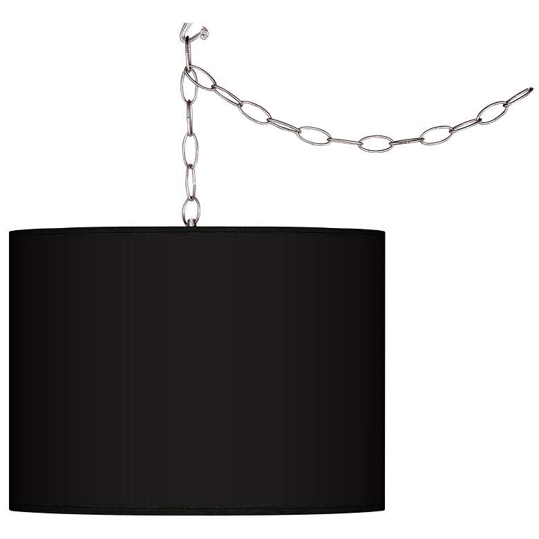 Image 1 All Black Giclee Swag Style 13 1/2" Wide Plug-In Chandelier