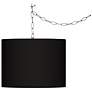 All Black Giclee Swag Style 13 1/2" Wide Plug-In Chandelier
