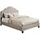 All-N-One Taupe Upholstered Nail Head Saddle Queen Bed