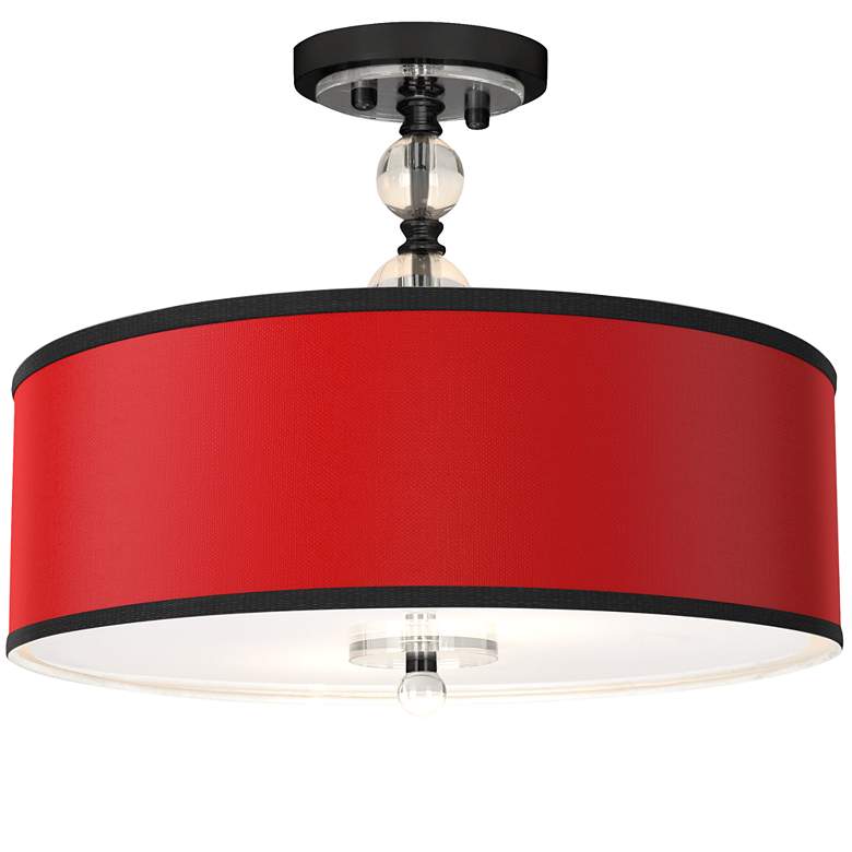 Image 1 All Red Giclee 16 inchW Black Semi-Flush Ceiling Light