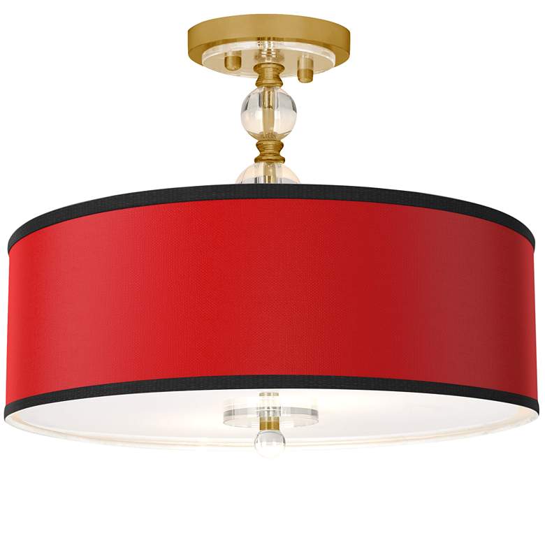 Image 1 All Red Giclee 16 inchW Gold Semi-Flush Ceiling Light