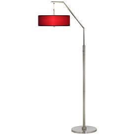 Image2 of All Red Giclee Shade Arc Floor Lamp