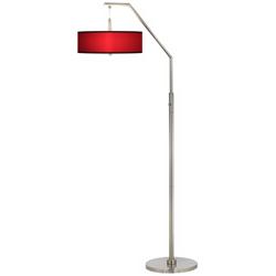 All Red Giclee Shade Arc Floor Lamp