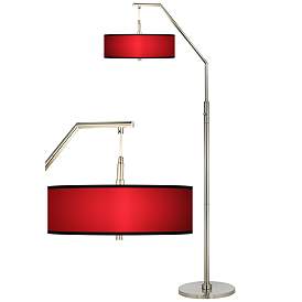 Image1 of All Red Giclee Shade Arc Floor Lamp