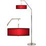 All Red Giclee Shade Arc Floor Lamp