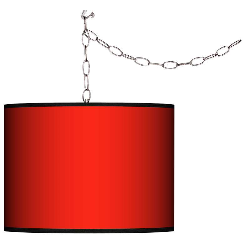 Image 1 All Red Giclee Swag Style 13 1/2" Wide Plug-In Chandelier