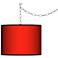 All Red Giclee Swag Style 13 1/2" Wide Plug-In Chandelier