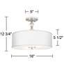 All Silver Giclee 16" Wide Semi-Flush Ceiling Light