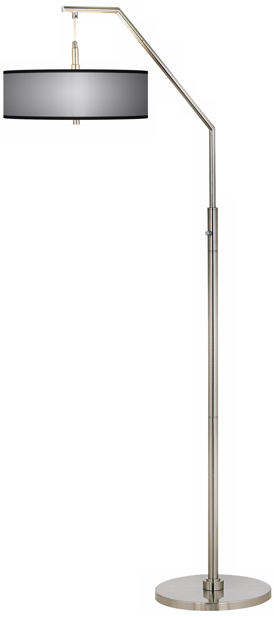 All Silver Giclee Shade Arc Floor Lamp