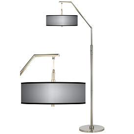 Image1 of All Silver Giclee Shade Arc Floor Lamp