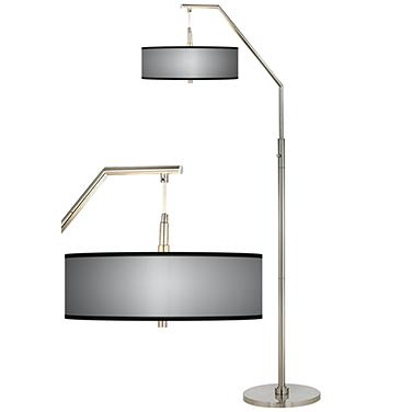 All Silver Giclee Shade Arc Floor Lamp