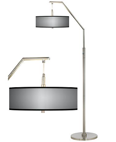 All Silver Giclee Shade Arc Floor Lamp