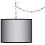 All Silver Giclee Swag Style 13 1/2" Wide Plug-In Chandelier