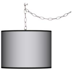 All Silver Giclee Swag Style 13 1/2&quot; Wide Plug-In Chandelier
