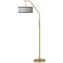 All Silver Giclee Warm Gold Arc Floor Lamp