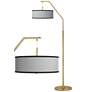 All Silver Giclee Warm Gold Arc Floor Lamp
