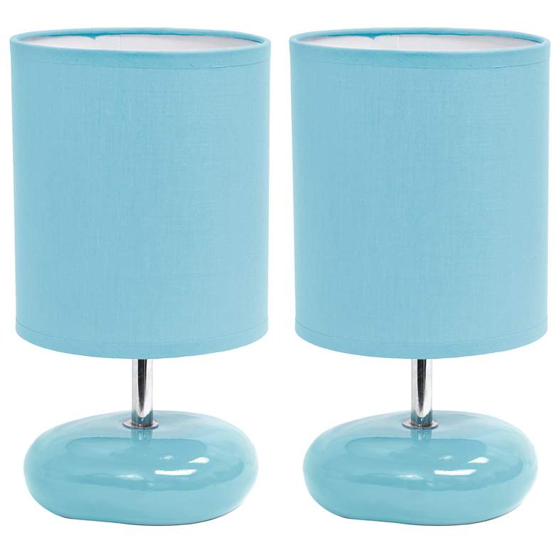 Image 1 All The Rages 10 1/4" Modern Round Rock Blue Table Lamps Set of 2