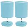 All The Rages 10 1/4" Modern Round Rock Blue Table Lamps Set of 2