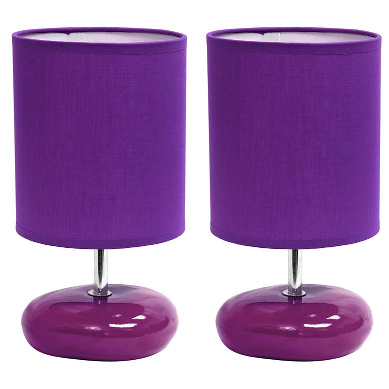 Image 1 All The Rages 10 1/4" Modern Round Rock Purple Lamps Set of 2