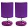 All The Rages 10 1/4" Modern Round Rock Purple Lamps Set of 2