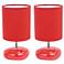 All The Rages 10 1/4" Modern Round Rock Red Table Lamps Set of 2