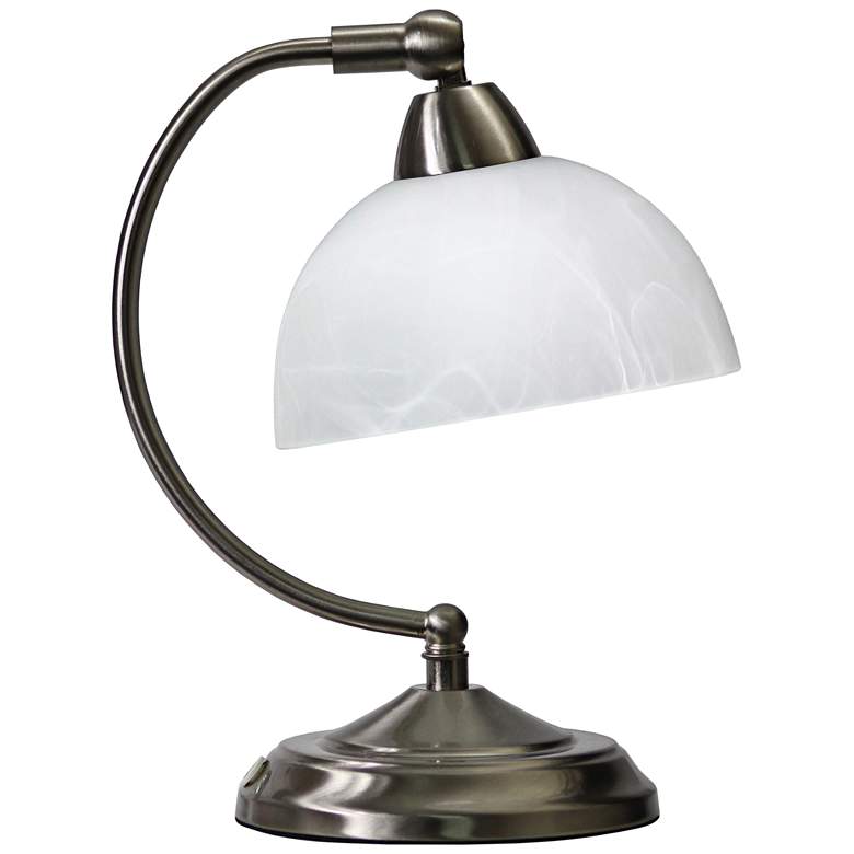 Image 2 All the Rages 11 inch High Bonanza Glass and Nickel Banker&#39;s Lamp