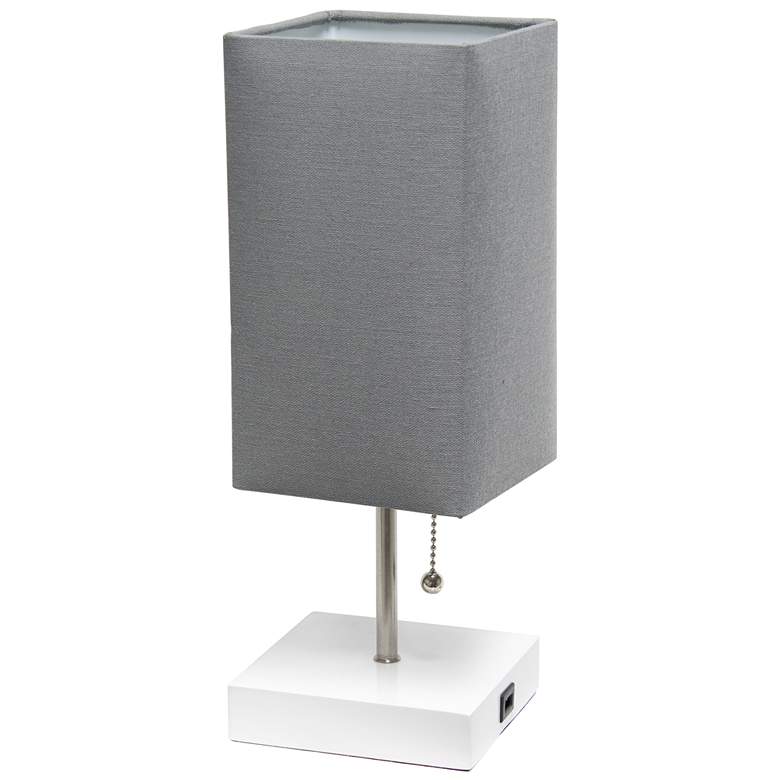Image 1 All The Rages 14 1/4" White and Gray Stick Lamp with USB Charging Port