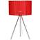 All The Rages 19 3/4" Brushed Nickel Red Shade Tripod Table Lamp