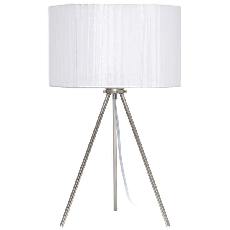 Image 1 All The Rages 19 3/4" Brushed Nickel White Shade Tripod Table Lamp
