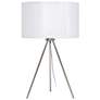 All The Rages 19 3/4" Brushed Nickel White Shade Tripod Table Lamp