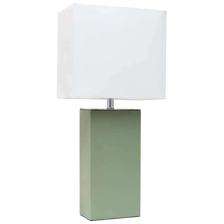 Image 1 All The Rages 21" Leather Wrapped Sage Green Table Lamp with LED Bulb