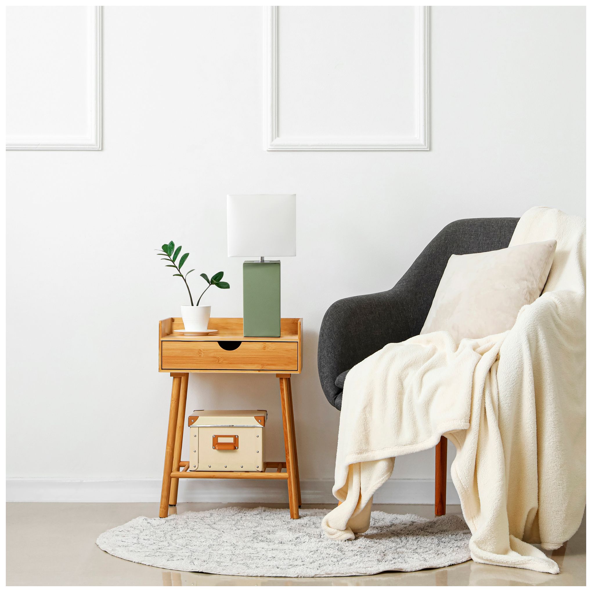 All The Rages 21" Leather Wrapped Sage Green Table Lamp with LED Bulb