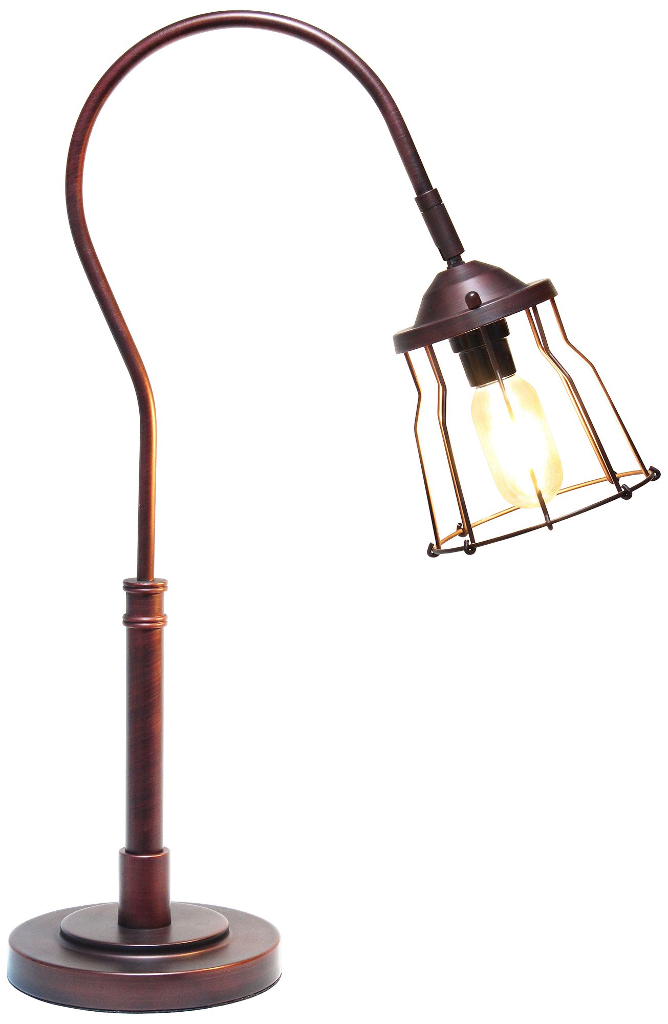 All The Rages 25" Red Bronze Metal Desk Lamp with Caged Shade