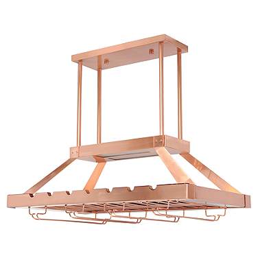 All the Rages 36 1/4" Copper Finish Wine and Glass Rack with LED Light