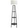 All The Rages 61 3/4" High Black and Wood 3-Shelf Tripod Floor Lamp