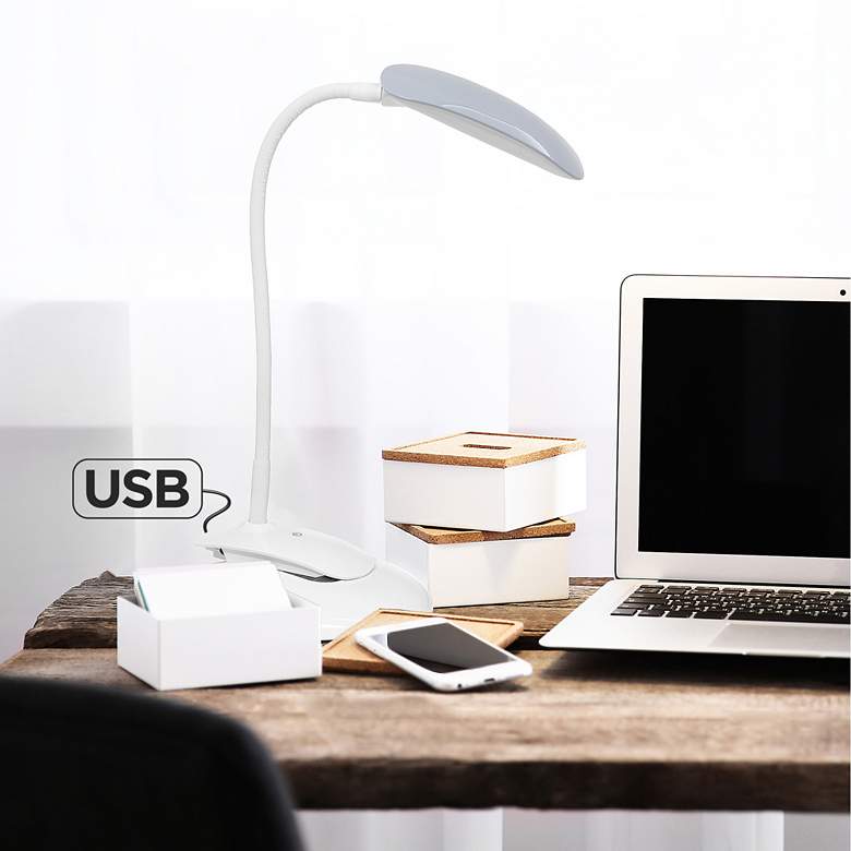 Image 1 All the Rages Adjustable Gooseneck Gray LED Clip Light with USB