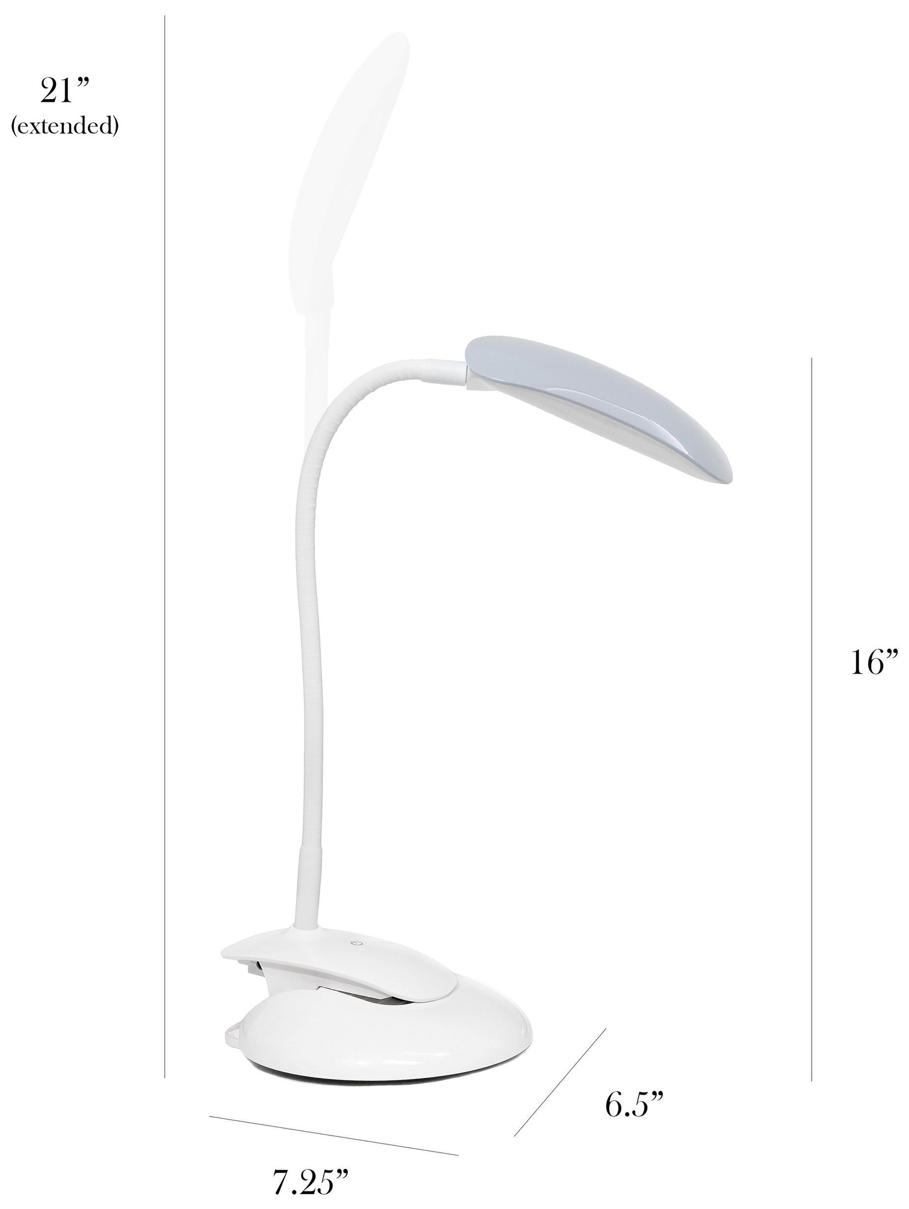 All the Rages Adjustable Gooseneck Gray LED Clip Light with USB