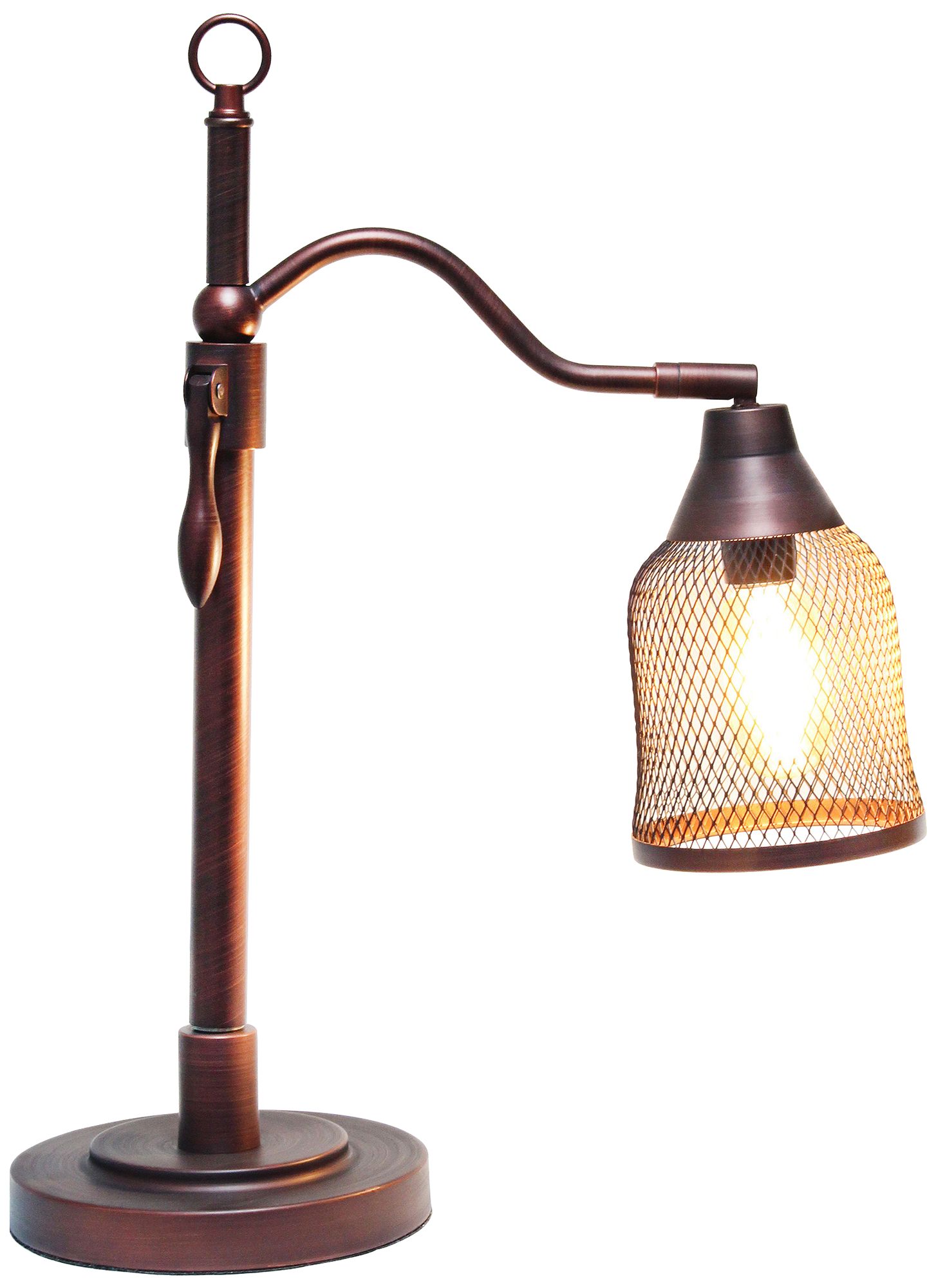 All the Rages Adjustable Height Red Bronze Arch Arm Metal Desk Lamp