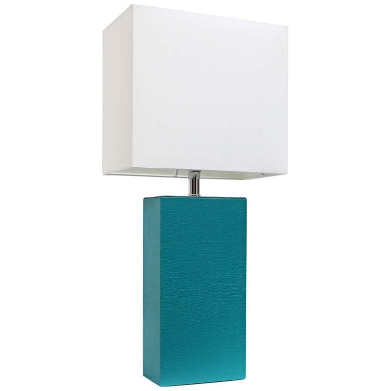 Image 1 All the Rages Albers 21 inch Teal Leather Accent Table Lamp
