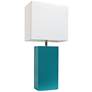 All the Rages Albers 21" Teal Leather Accent Table Lamp
