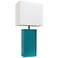 All the Rages Albers 21" Teal Leather Accent Table Lamp
