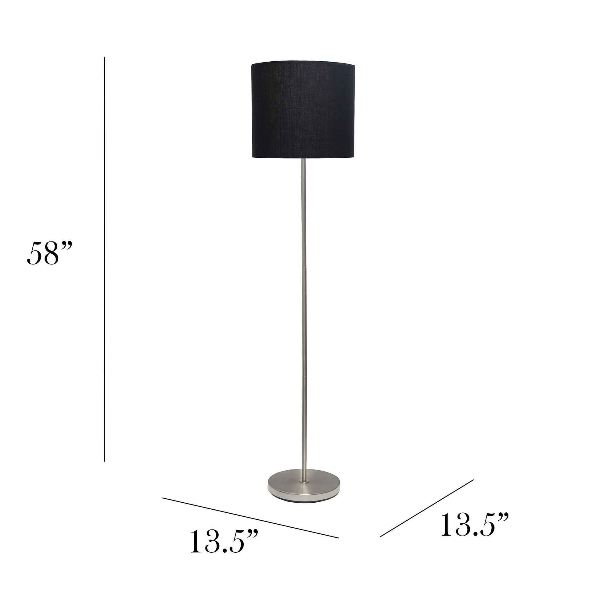 All the Rages Analisa 58 1/4" Black Shade Brushed Nickel Floor Lamp