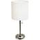 All the Rages Ben 19 1/2" Brushed Steel Accent Lamp with Power Outlet