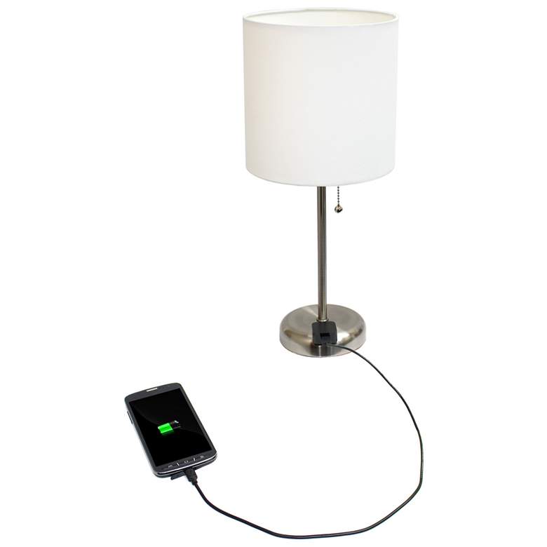 Image 3 All the Rages Ben 19 1/2" Brushed Steel Accent Lamp with Power Outlet more views