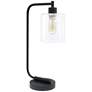 All the Rages Bronson 18 3/4" Glass and Black Iron Lantern Desk Lamp