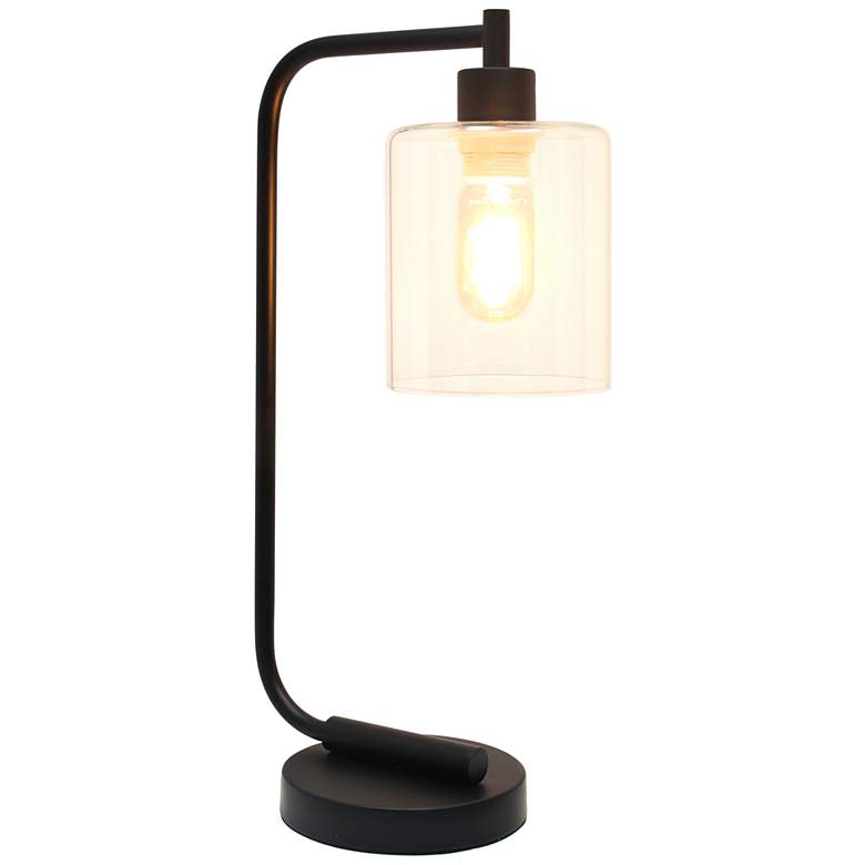 Image 5 All the Rages Bronson 18 3/4" Glass and Black Iron Lantern Desk Lamp more views
