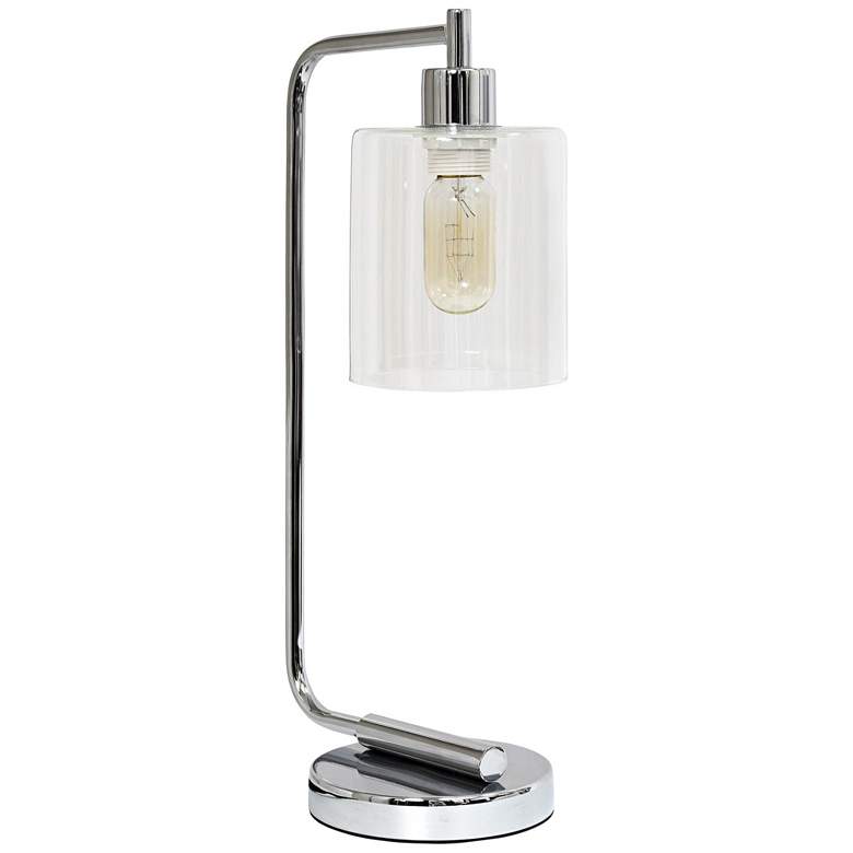 Image 2 All the Rages Bronson 18 3/4" Glass and Chrome Lantern Desk Lamp