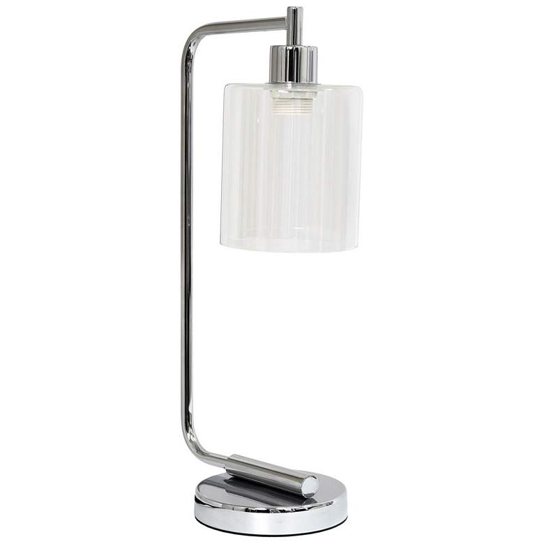 Image 3 All the Rages Bronson 18 3/4" Glass and Chrome Lantern Desk Lamp more views