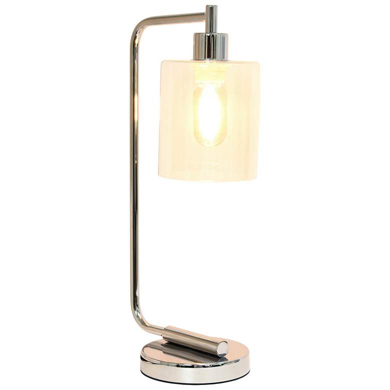Image 4 All the Rages Bronson 18 3/4 inch Glass and Chrome Lantern Desk Lamp more views