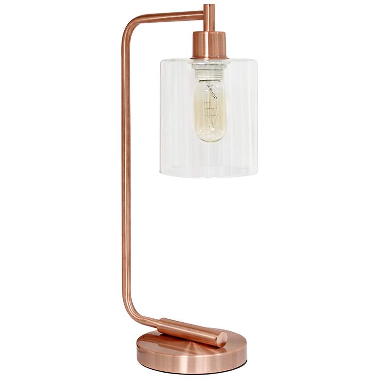 Image 1 All the Rages Bronson 18 3/4 inch Glass and Rose Gold Lantern Desk Lamp